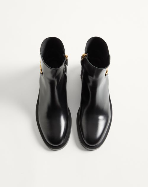 Valentino Garavani - Vlogo Signature Calfskin Ankle Boot 30mm - Black - Woman - Boots And Ankle Boots